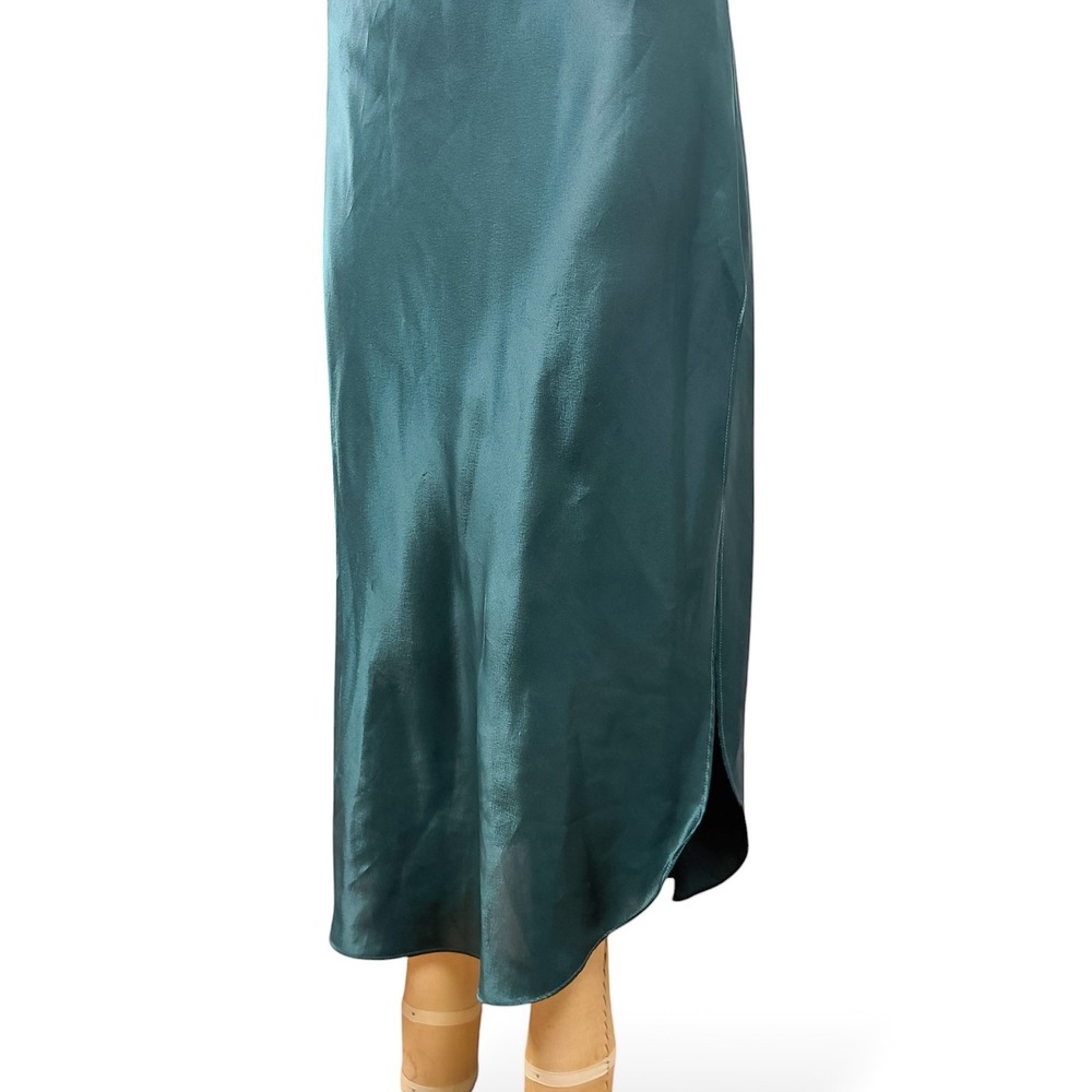 90's Emerald Maxi Slip Dress Strappy Low Back Glam Evening Matallic Size M - Picture 10 of 14